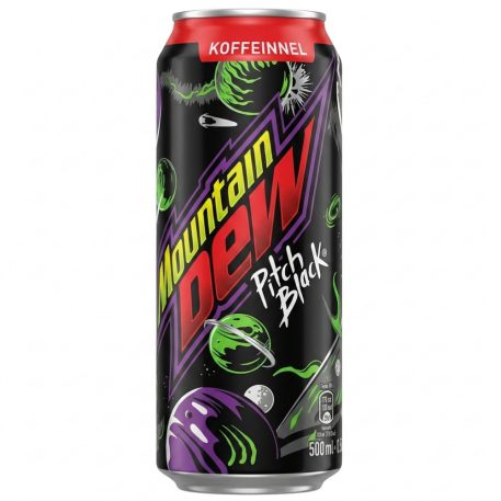 Mountain Dew Pitch Black - Koffeinnel 0,5l citrus és szőlő