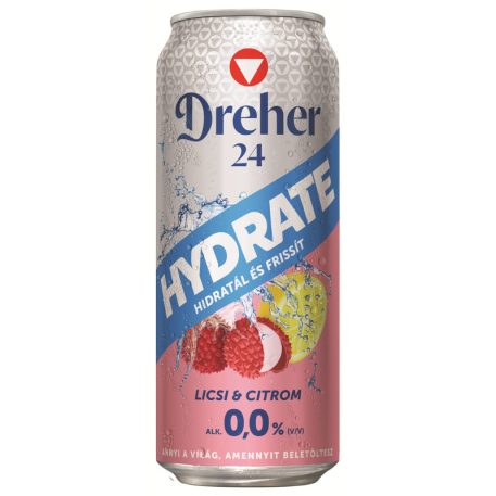 Dreher 24 Hydrate Alkoholmentes Világos Sör (0%) 0,5l licsi és citrom