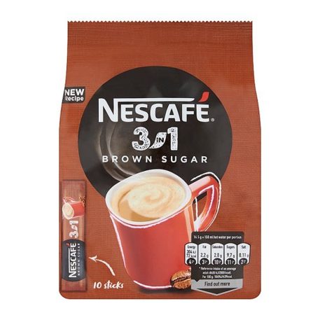 Nescafé 3in1 Brown Sugar azonnal oldódó kávéspecialitás barnacukorral 10db 165g