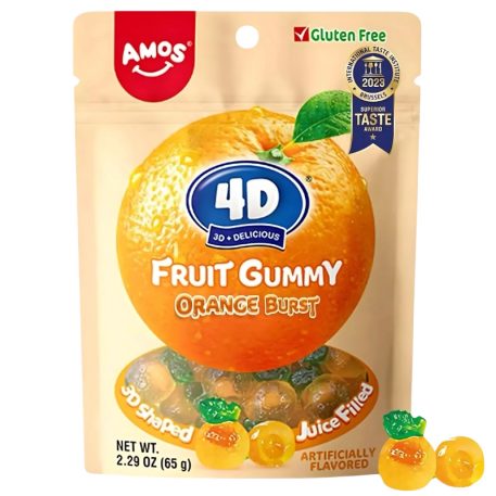 Amos 4D Gummy Orange narancs ízű gumicukor 65g