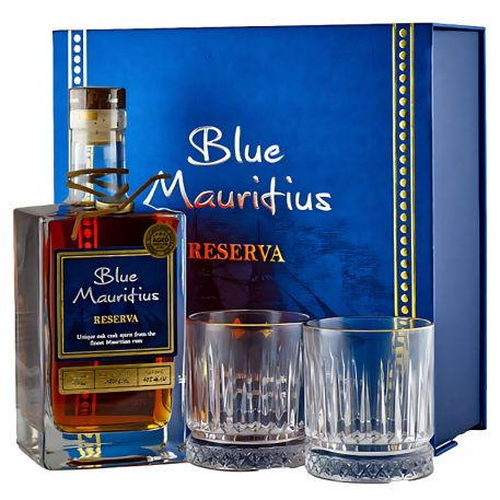 Blue Mauritius Reserva Rum (40%) 0,7l díszdobozos + 2 pohár