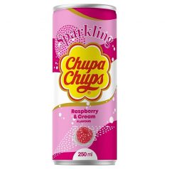   Chupa Chups Raspberry & Cream Flavour Tejszínes Málnás Szénsavas Üdítőital 0,25l