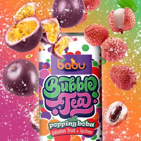 Babu Bubble Tea Passion Fruit & Lychee With Popping Boba 0,315l