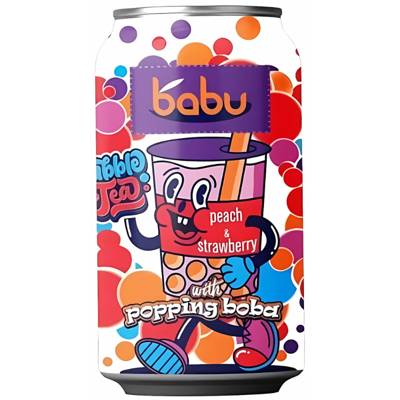 Babu Bubble Tea Peach & Strawberry With Popping Boba 0,315l ...