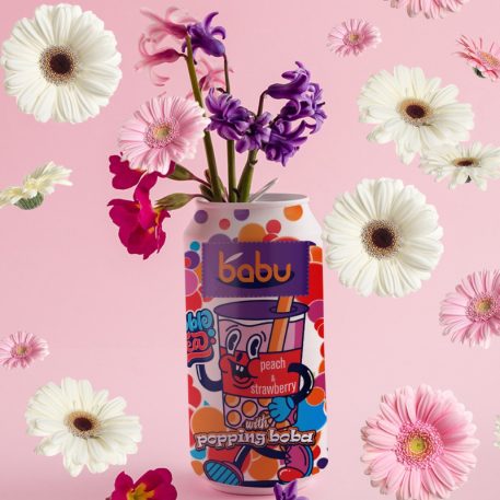 Babu Bubble Tea Peach & Strawberry With Popping Boba 0,315l